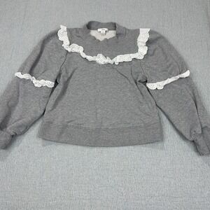 ANTHROPOLOGIE‎ "OTHILIA" CORSICA RUFFLED EYELET SWEATSHIRT Small